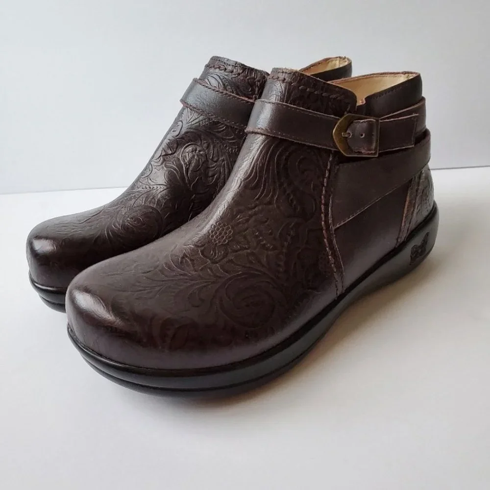 New Alegria Dylan Molasses Tooled Boots